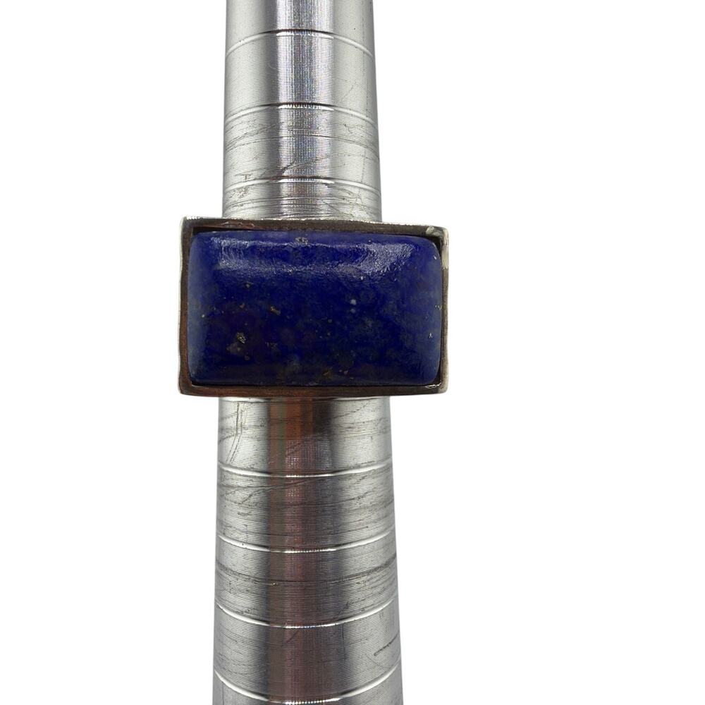 Barse Thailand Sterling Silver Rectangular Lapis Lazuli Artisan Ring Size 6